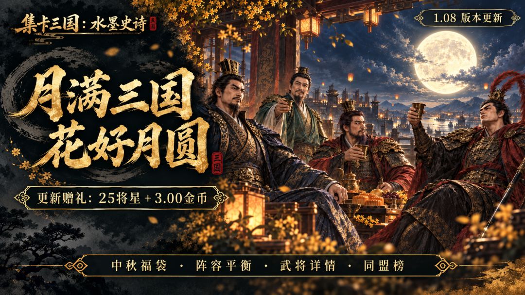 【集卡三国:水墨史诗】1.08版本更新|月满山河,良将相伴 1