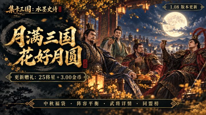 【集卡三国：水墨史诗】1.08版本更新｜月满山河，良将相伴截图