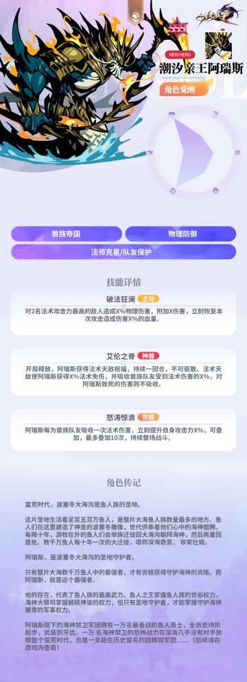 潮汐亲王阿瑞斯觉醒人物介绍