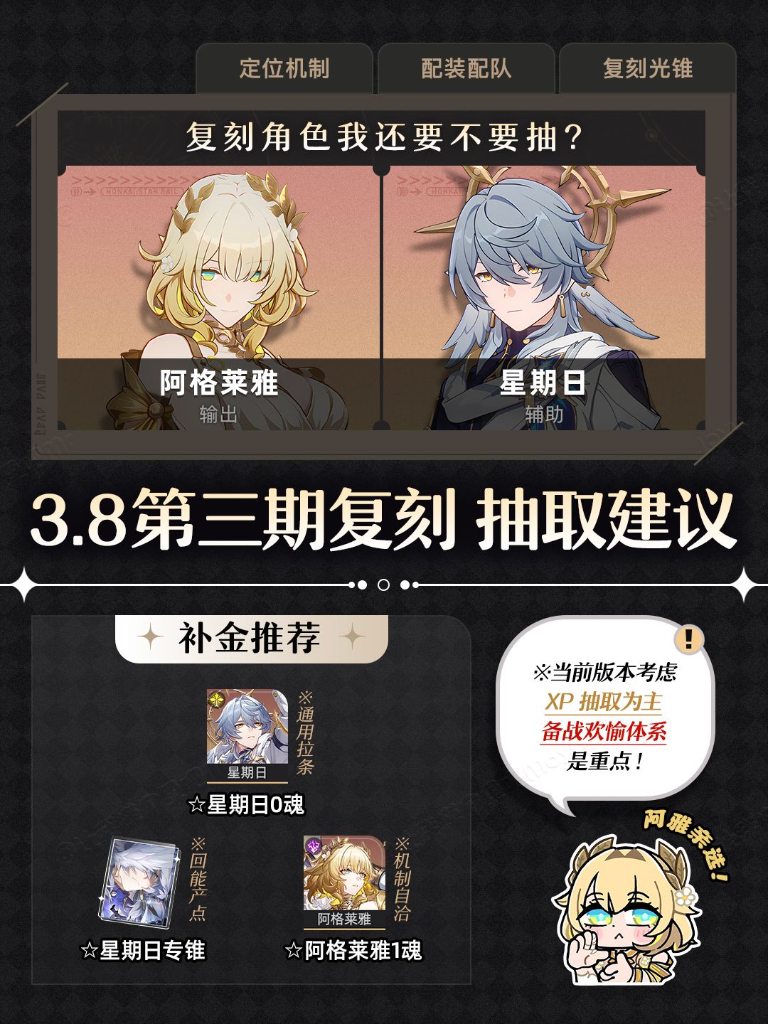 【V3.8攻略】『阿格莱雅＆星期日』抽取建议截图