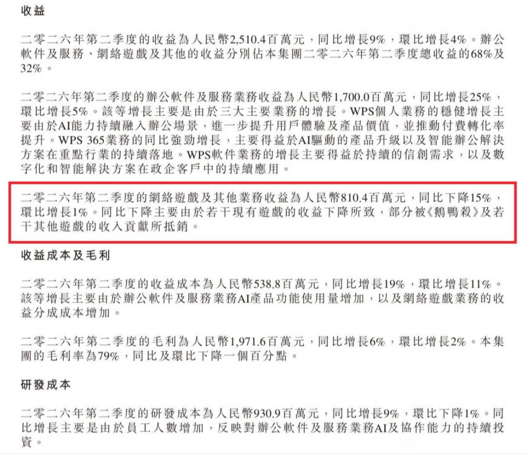 金山Q2财报!剑侠投入增加无尘白 2