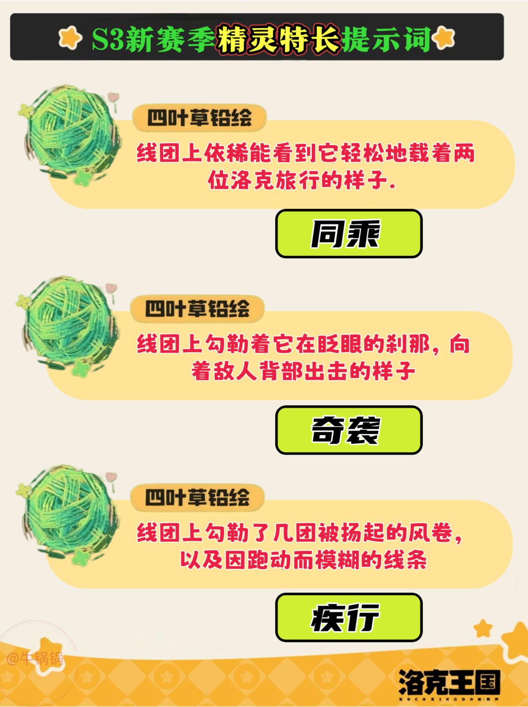 洛克王国S3赛季童话书提示词! 2