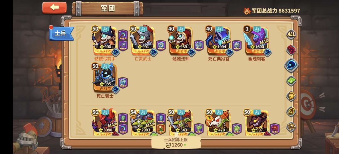 主线通关各军团等级参考 2
