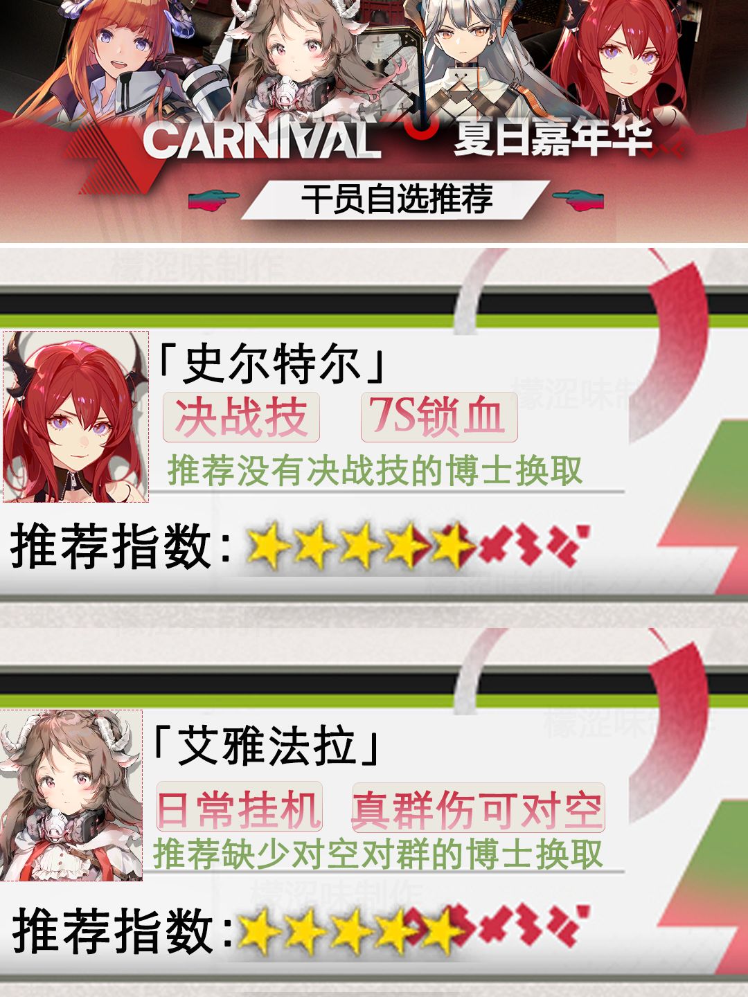 夏活干员自选攻略 2