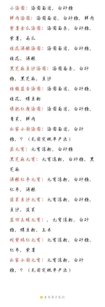 元宵节汤圆配方表