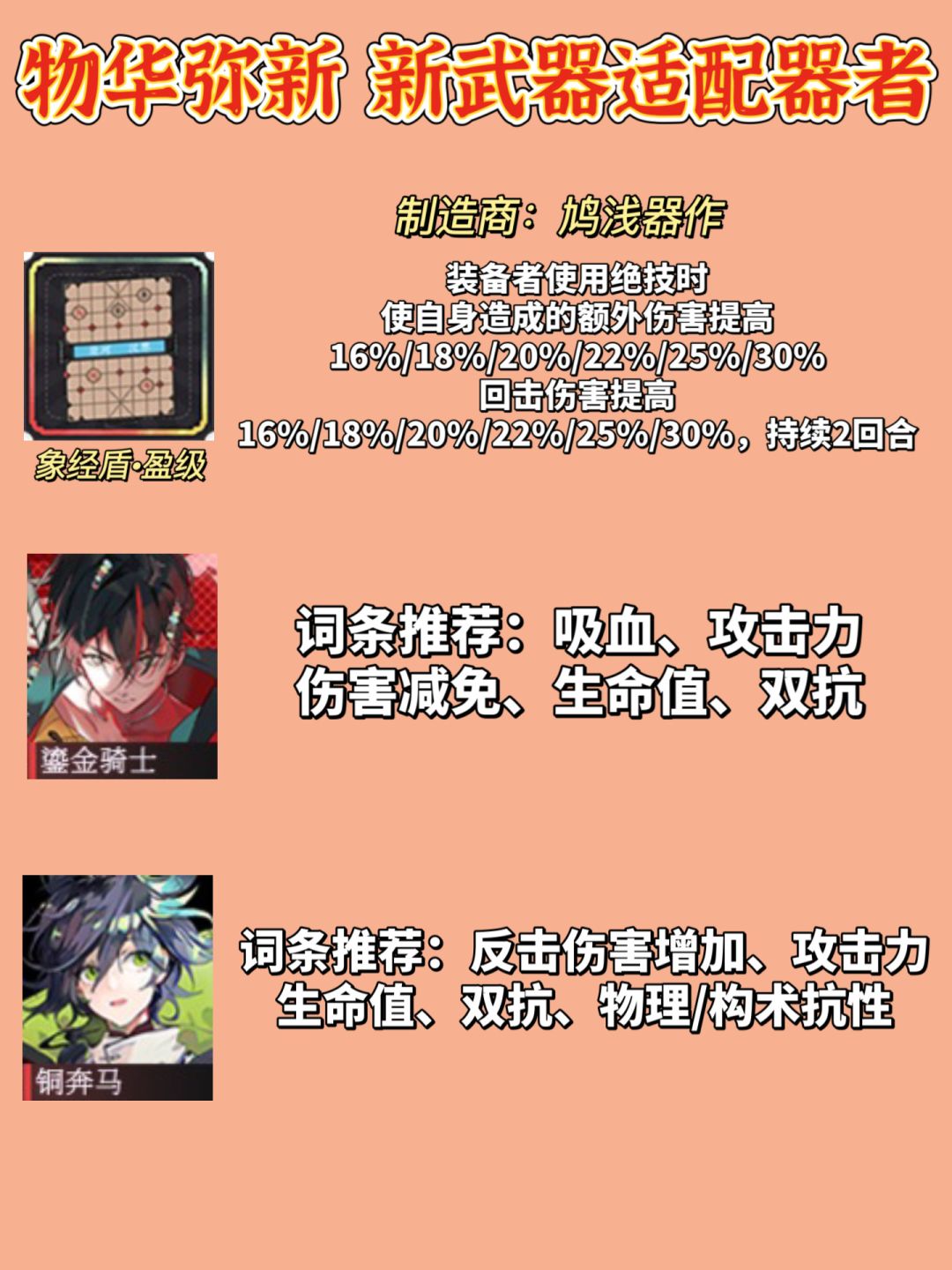 「物华弥新」新武器适配器者 副词条推荐 3