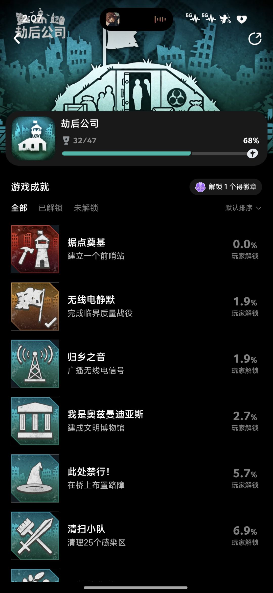 第一个成就不是推关就有的吗? 1