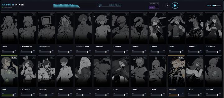 尝试AI写的Cytus 2 全角色主题曲混音游玩页截图