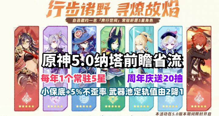 原神纳塔5.0前瞻:送常驻5星和20抽,小保底+5%不歪率!截图