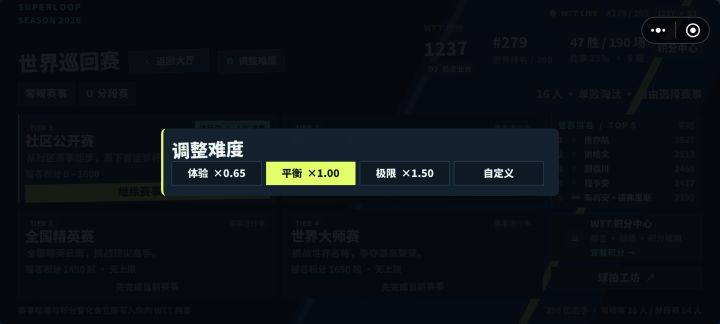 更新难度平衡与U分段赛截图