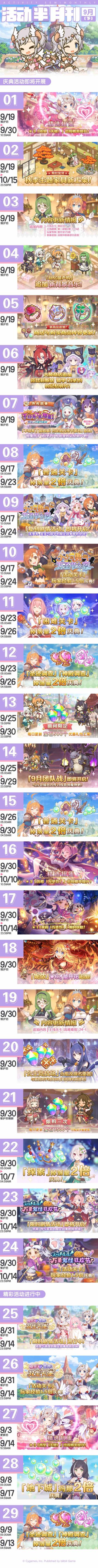 九月下旬常规活动开展预告