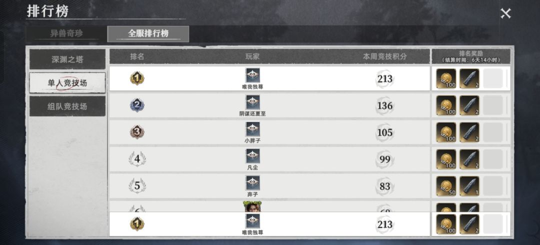 竞技场。很久没打这玩意了,双匕首流 1