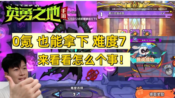 【英勇之地手游】小宾仔帮 0氪 轻松拿下难度7 非常的惊险!截图