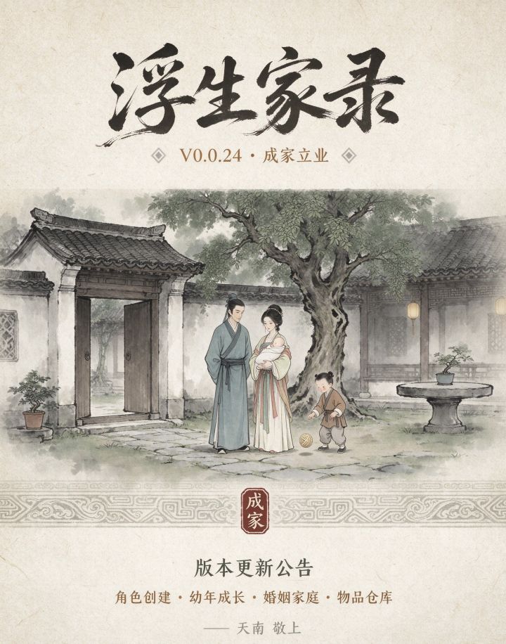 《浮生家录》V0.0.24「成家立业」更新公告截图