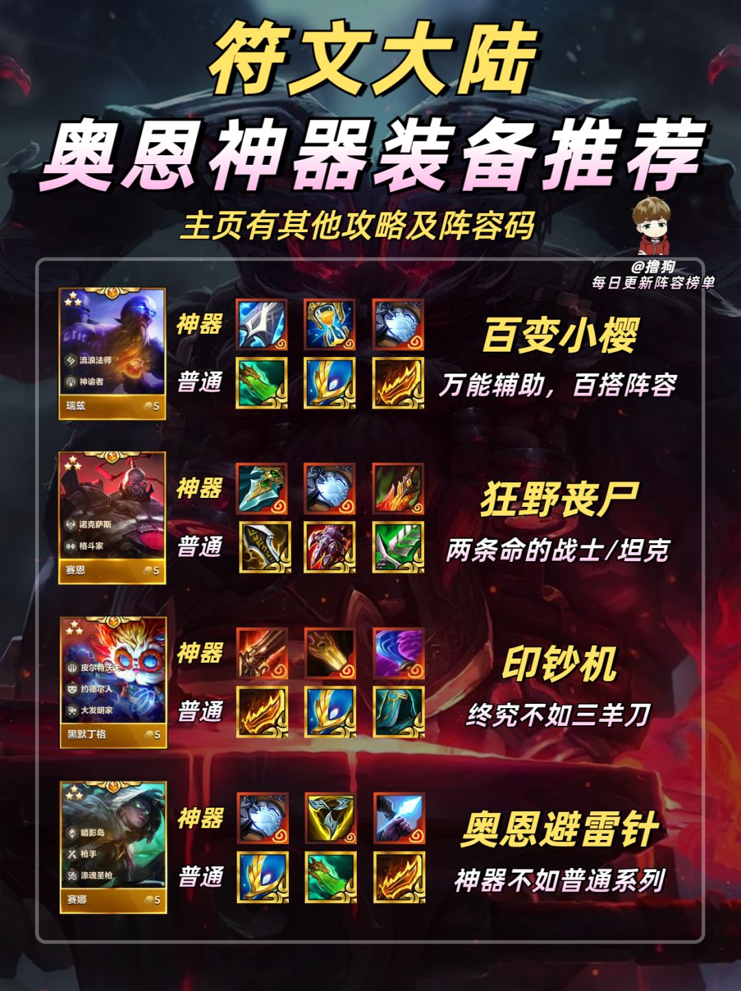 奥恩神器装备推荐(符文大陆/恭喜发财) 2