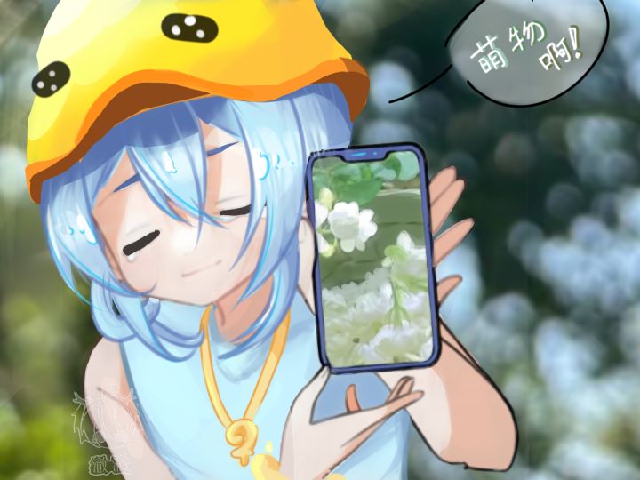 喜欢茉莉花(画了两个不同发型的,哈哈截图