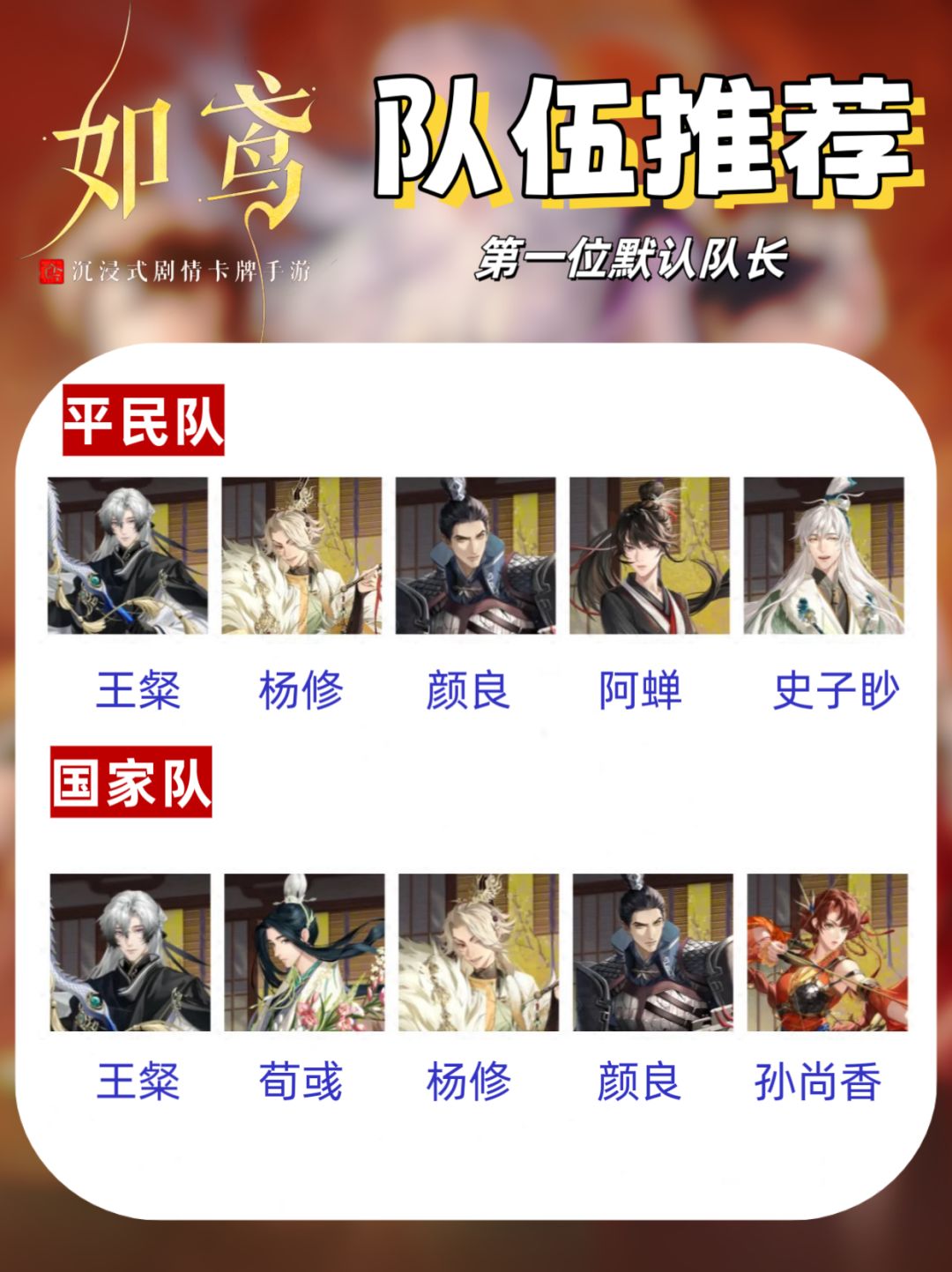 如鸢|队伍推荐 3
