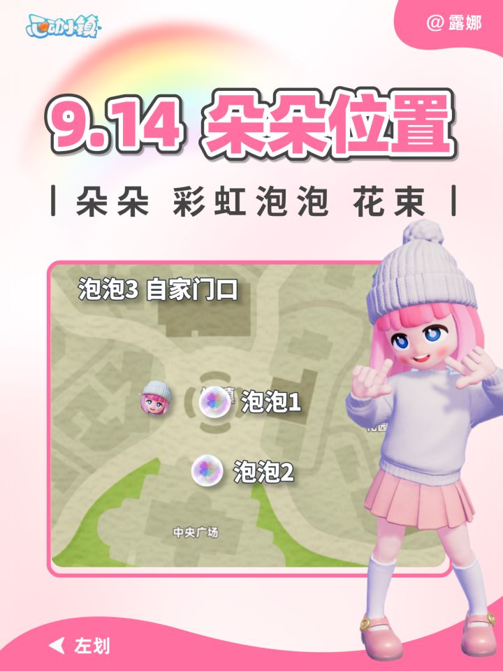 9月14日 彩虹天 朵朵位置 彩虹泡泡花束位置截图