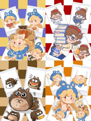 粒粒的小人国｜四宫格萌趣壁纸🍓