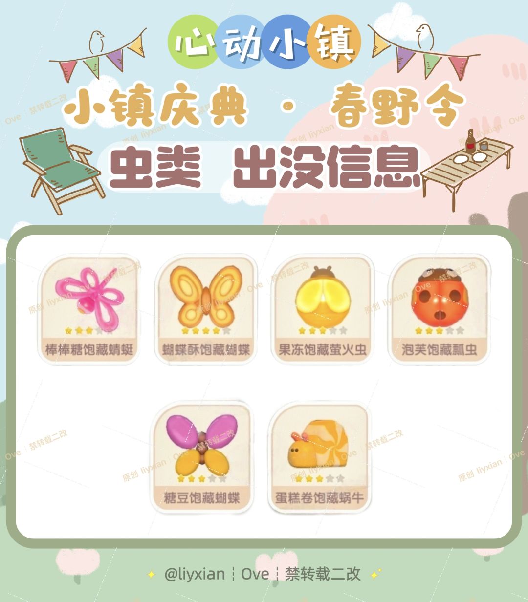 【心动小镇】春野令 6种限定虫类 出没信息 1