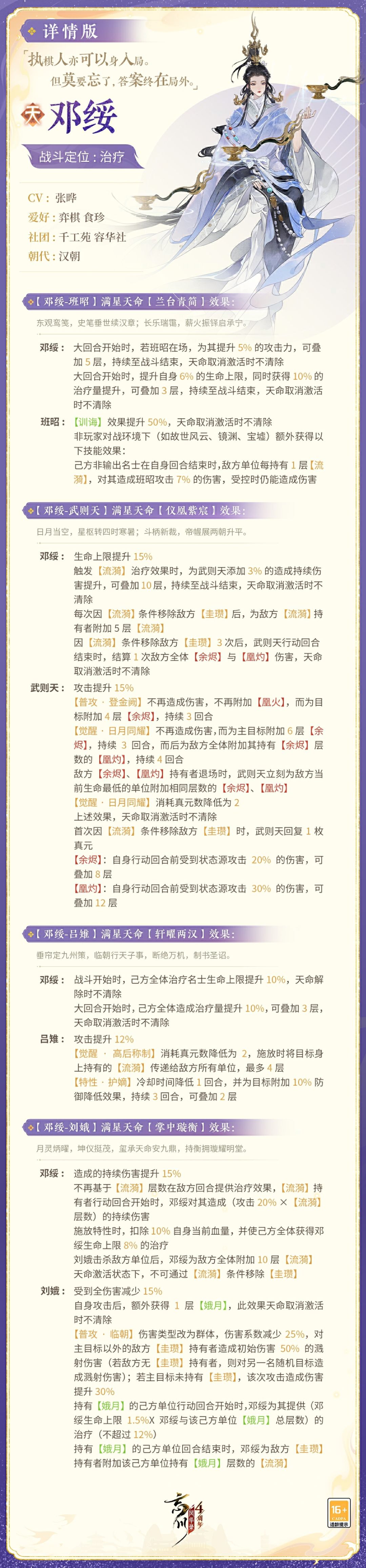 全新天品名士・邓绥战斗技能曝光! 2