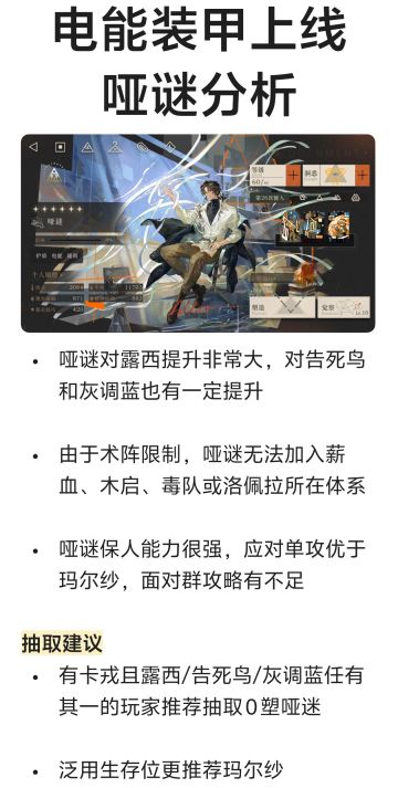 哑谜测评与抽取建议：最好的电能生存位