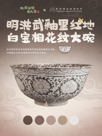 「我在桃源赏瓷器」明洪武釉里红地白宝相花纹大碗