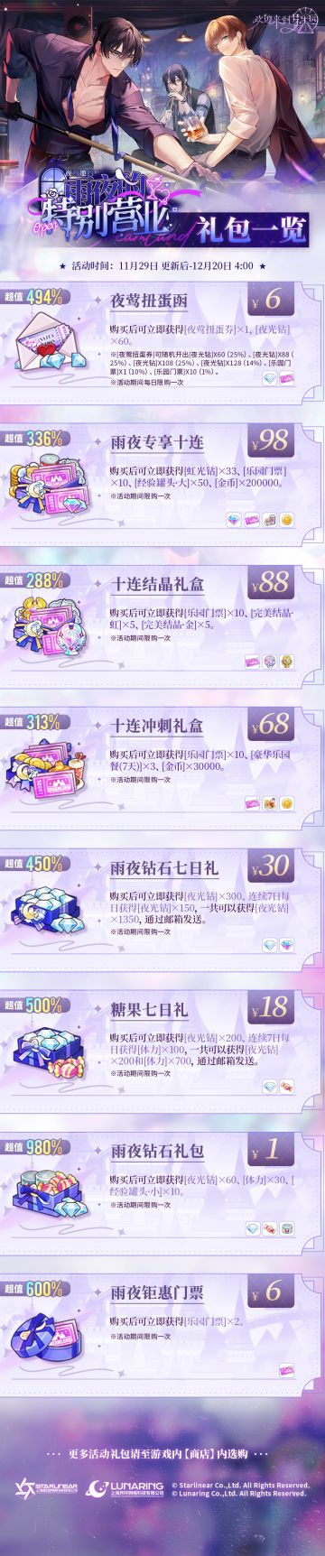 乐园布告栏丨「夜莺邀约·雨夜的特别营业」商店焕新