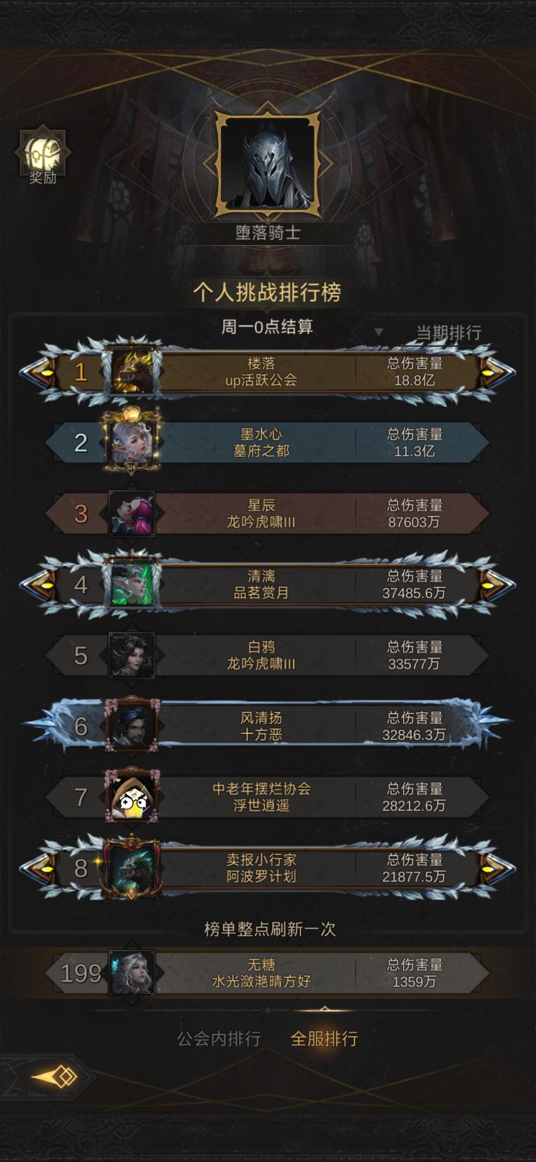 为啥全服排行还不如公会内排行 2