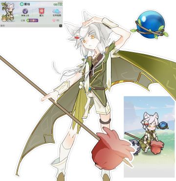 坐牢有感，画了点
p1我们公会会长
p2太闲了就用杖剑的画风画了我在勇者的游戏形象（其实除了人体这画风没一点关系吧（
p3我当挂件，我太喜欢当挂件辣！骗你的其实是没高战大佬带根本打不过