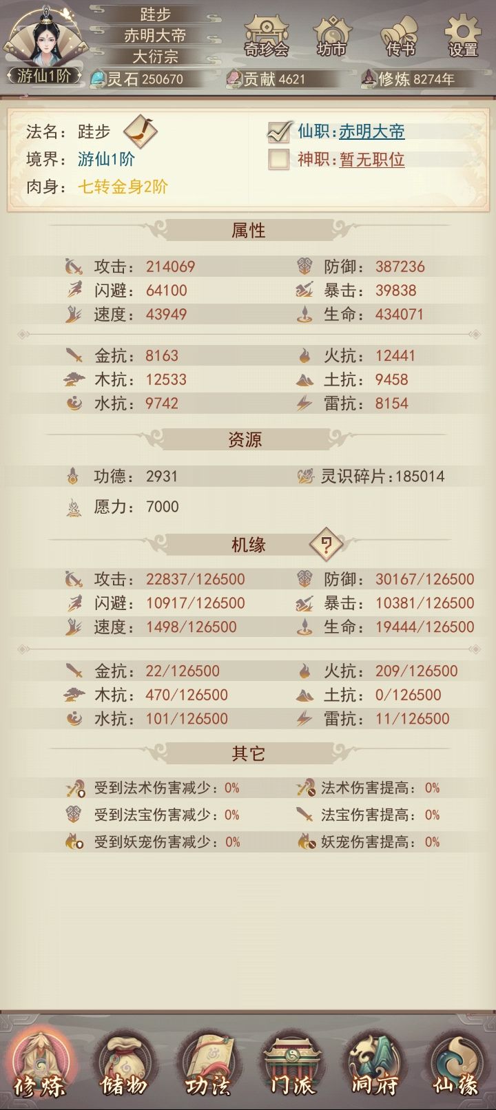 坚持仙蛊炼制进度(8274/100000) 2