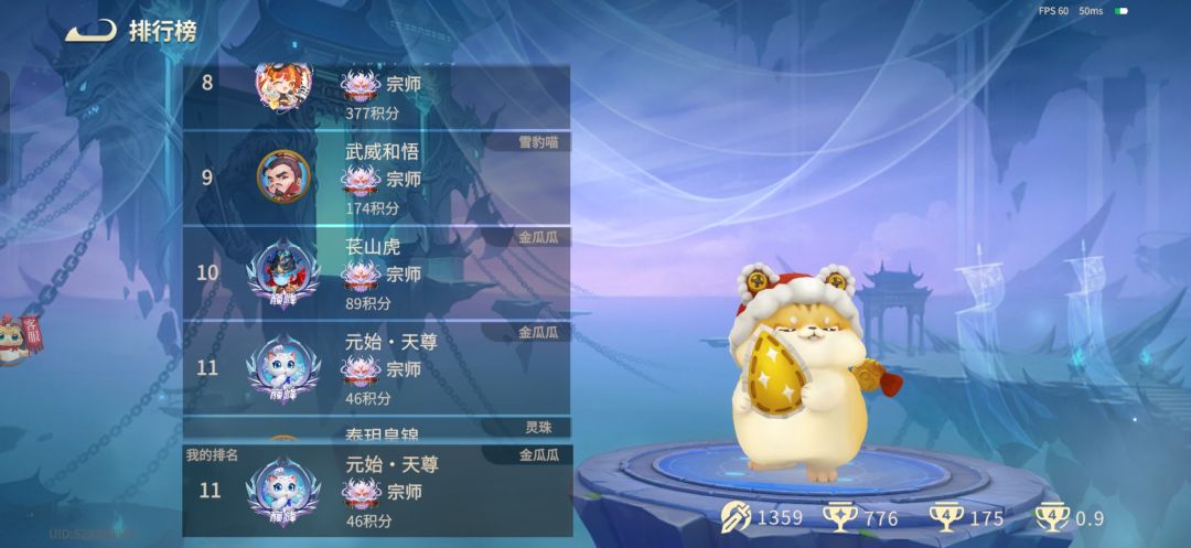 1.6平均排名 75.4%吃鸡率 已达宗师！ 2