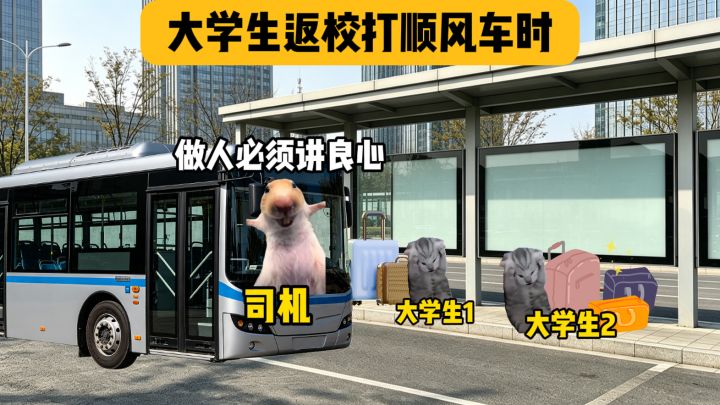 什么叫打顺风车打到了一辆大巴?!截图