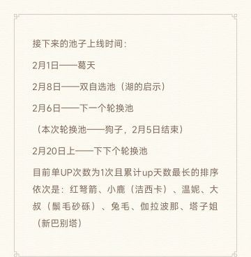 葛天、双自选及轮换池子抽取建议