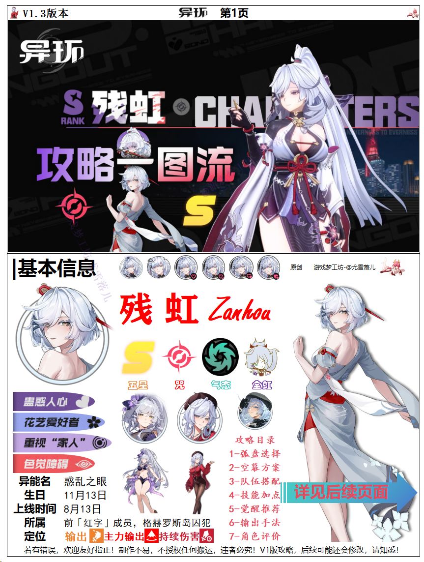 异环攻略：残虹一图流，空幕队伍手法等讲解截图