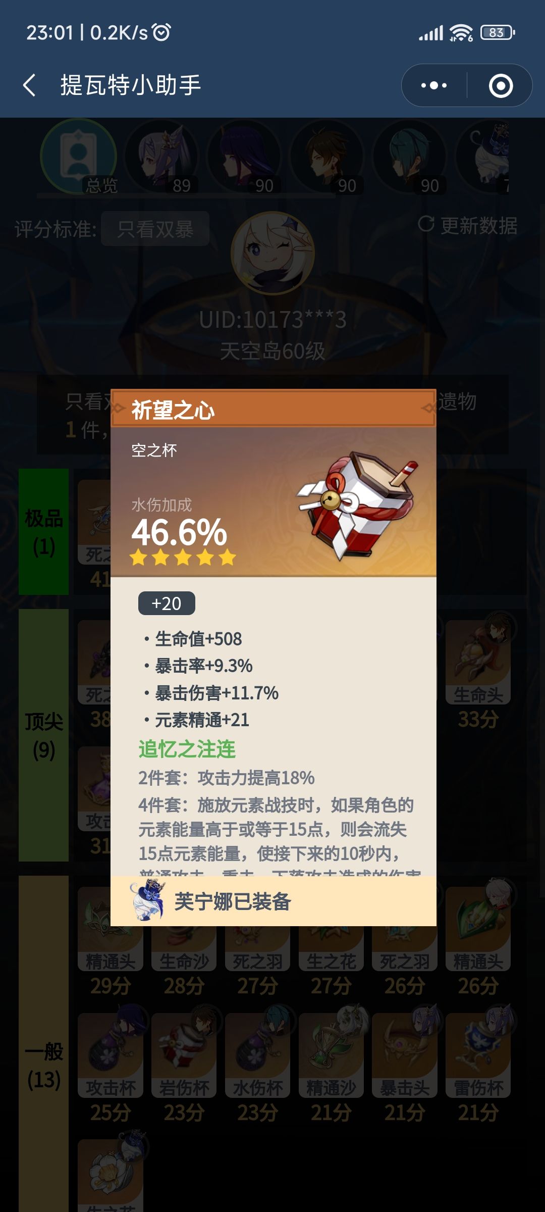 大家芙宁娜圣遗物是多少? 3