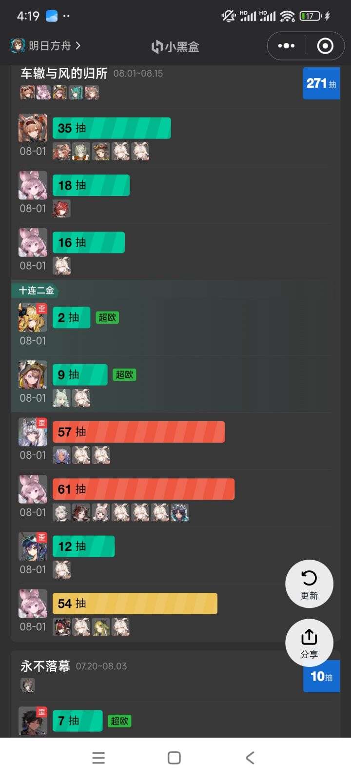 连着黑了4个池截图