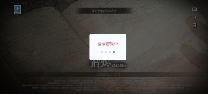 账号数据加载异常截图