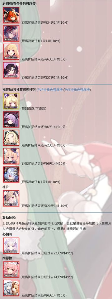 近期角色抽取推荐