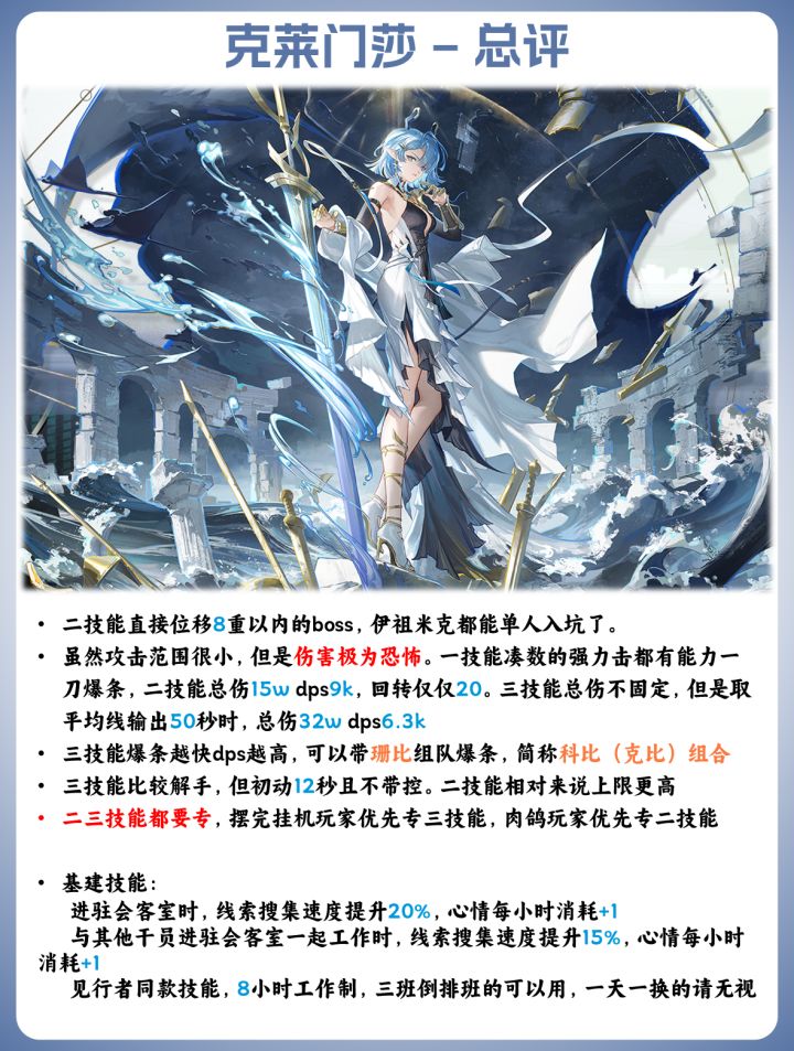 干员测评【克莱门莎】-超高伤新时代近卫截图