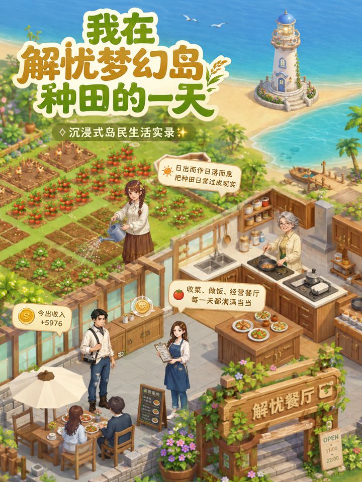 我在解忧梦幻岛种田的一天截图