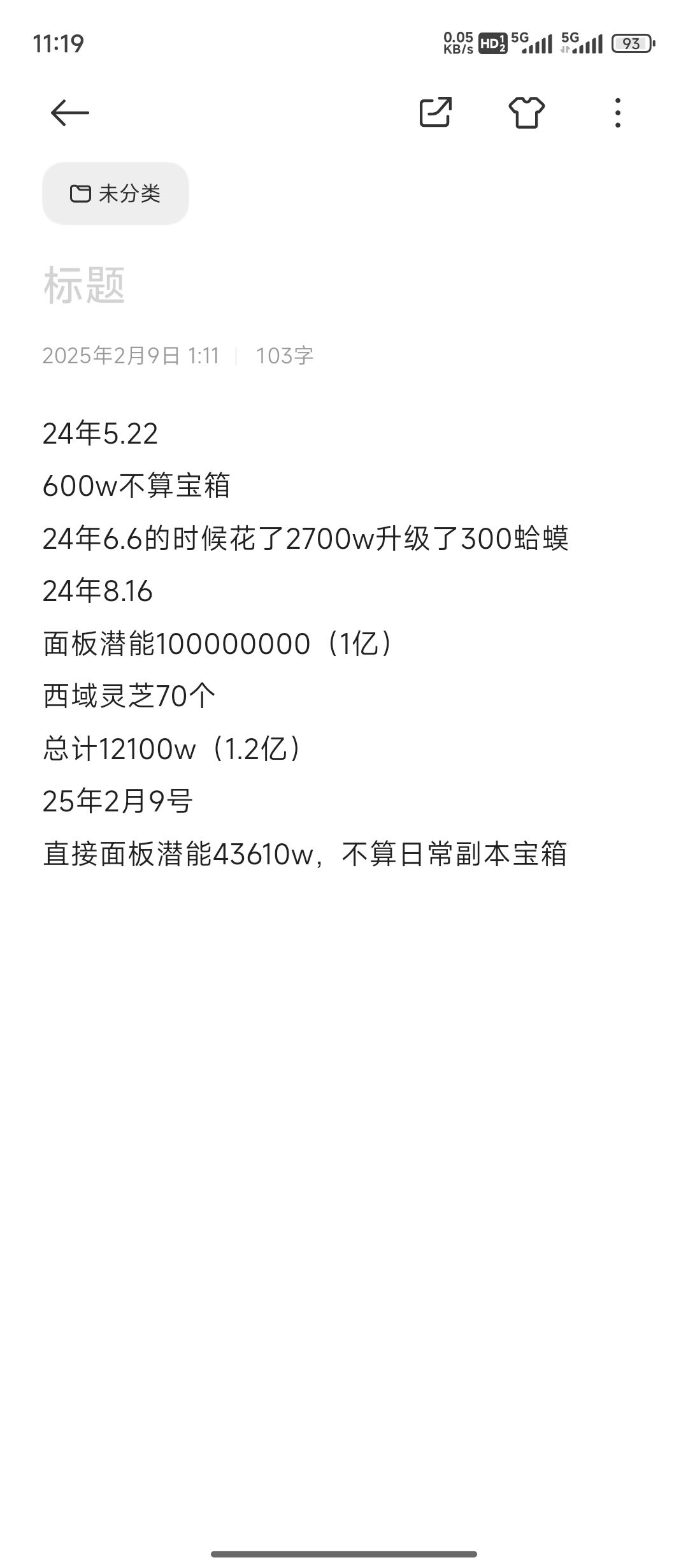 这是去年的潜能记录了 2