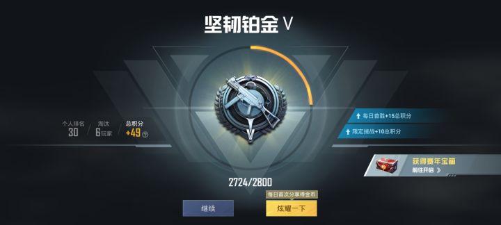 大吉大利，今晚吃鸡！并且成功升段位截图