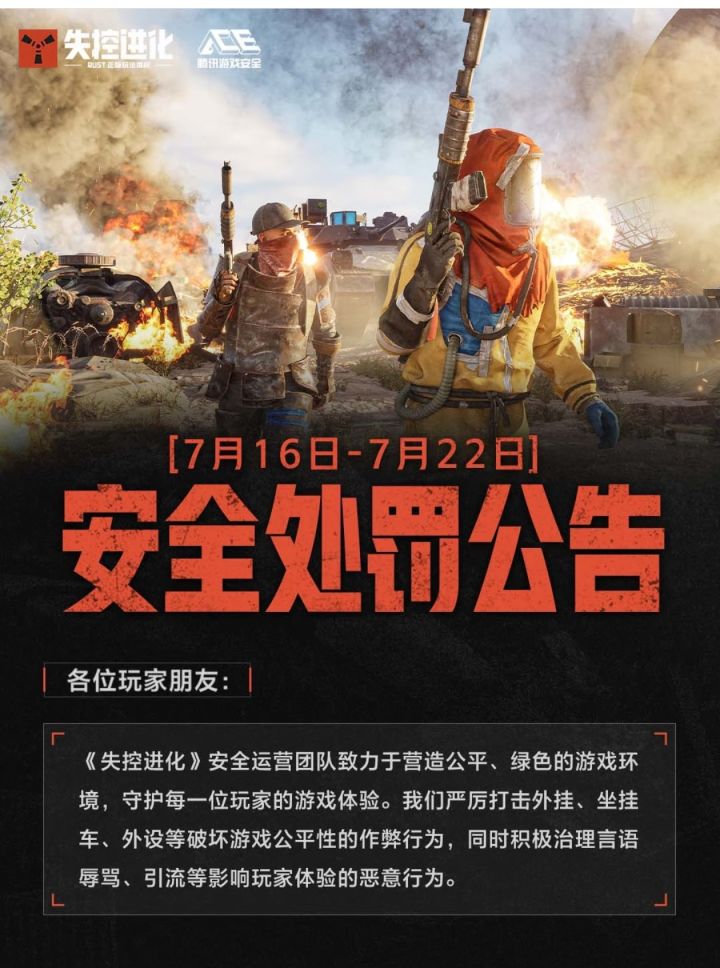 《失控进化》重拳反外挂,一周封号4万+截图