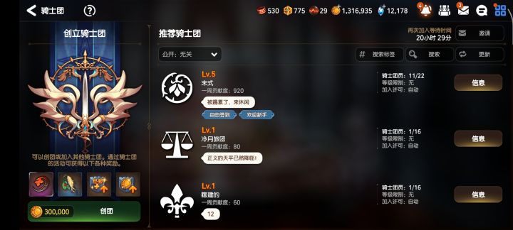 可有新手公会截图