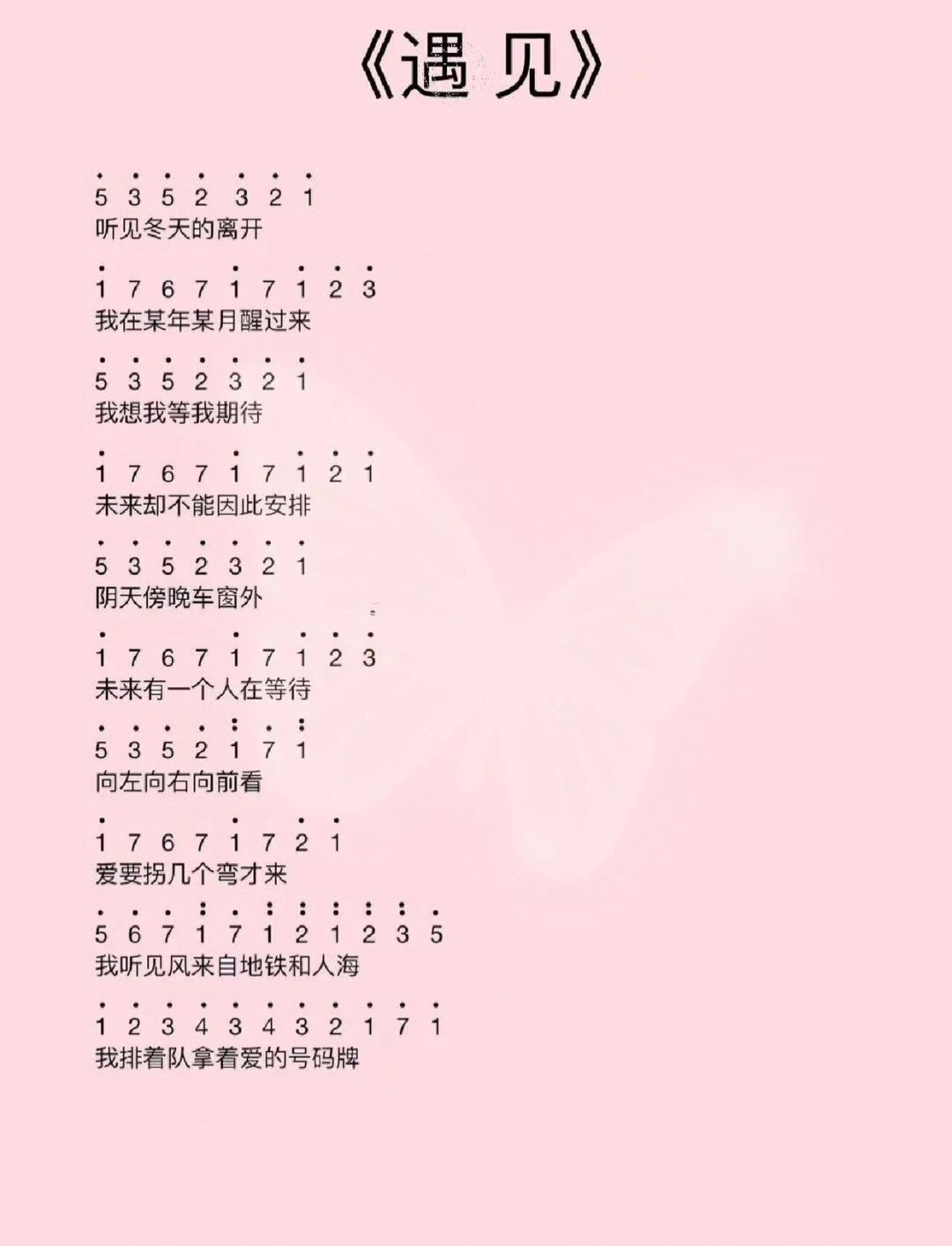 吉他乐谱分享《遇见》 1