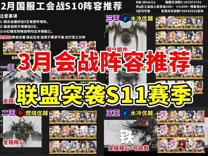 【胜利女神】国服3月工会战 联盟突袭S11 阵容推荐一图流截图