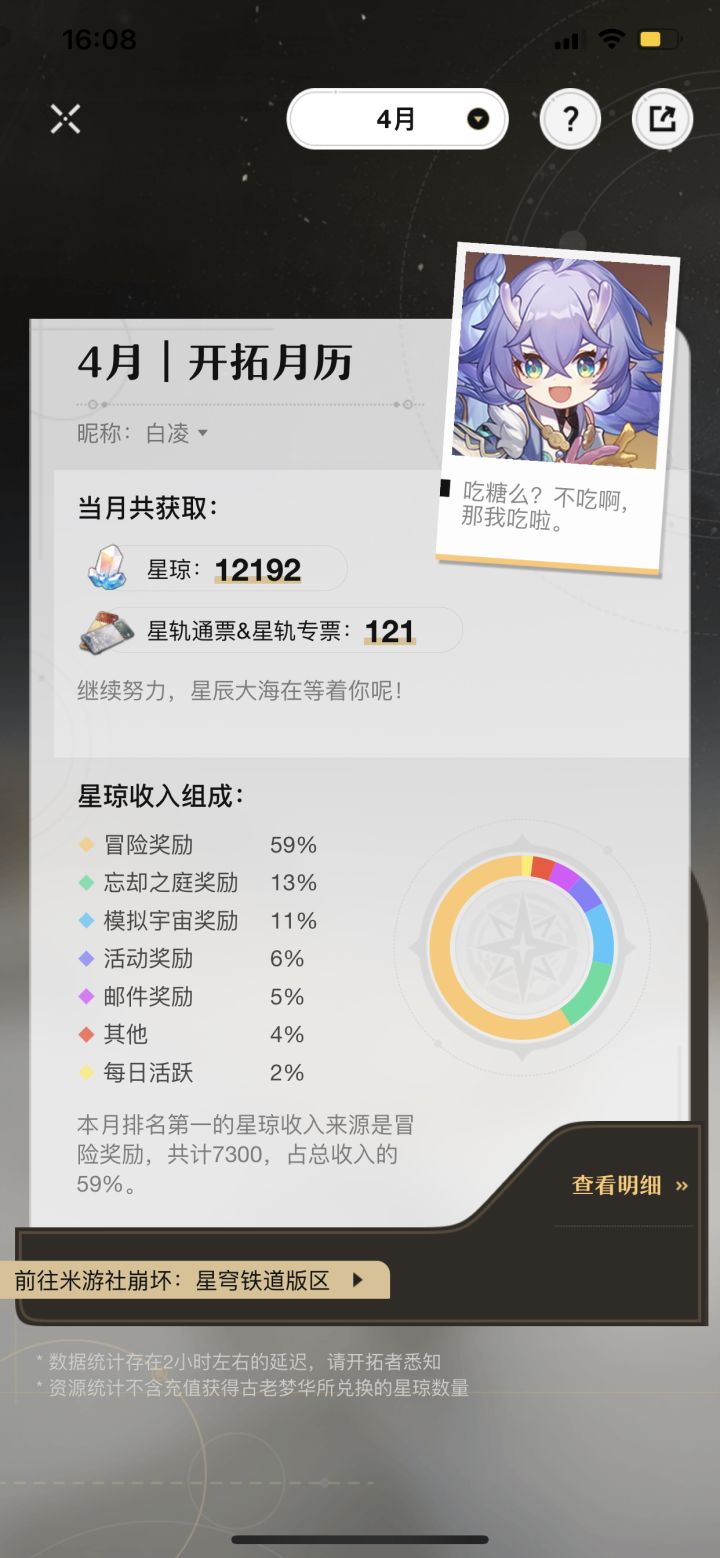 4天一共加起来197抽！！！#晒晒你的星穹开拓记录截图