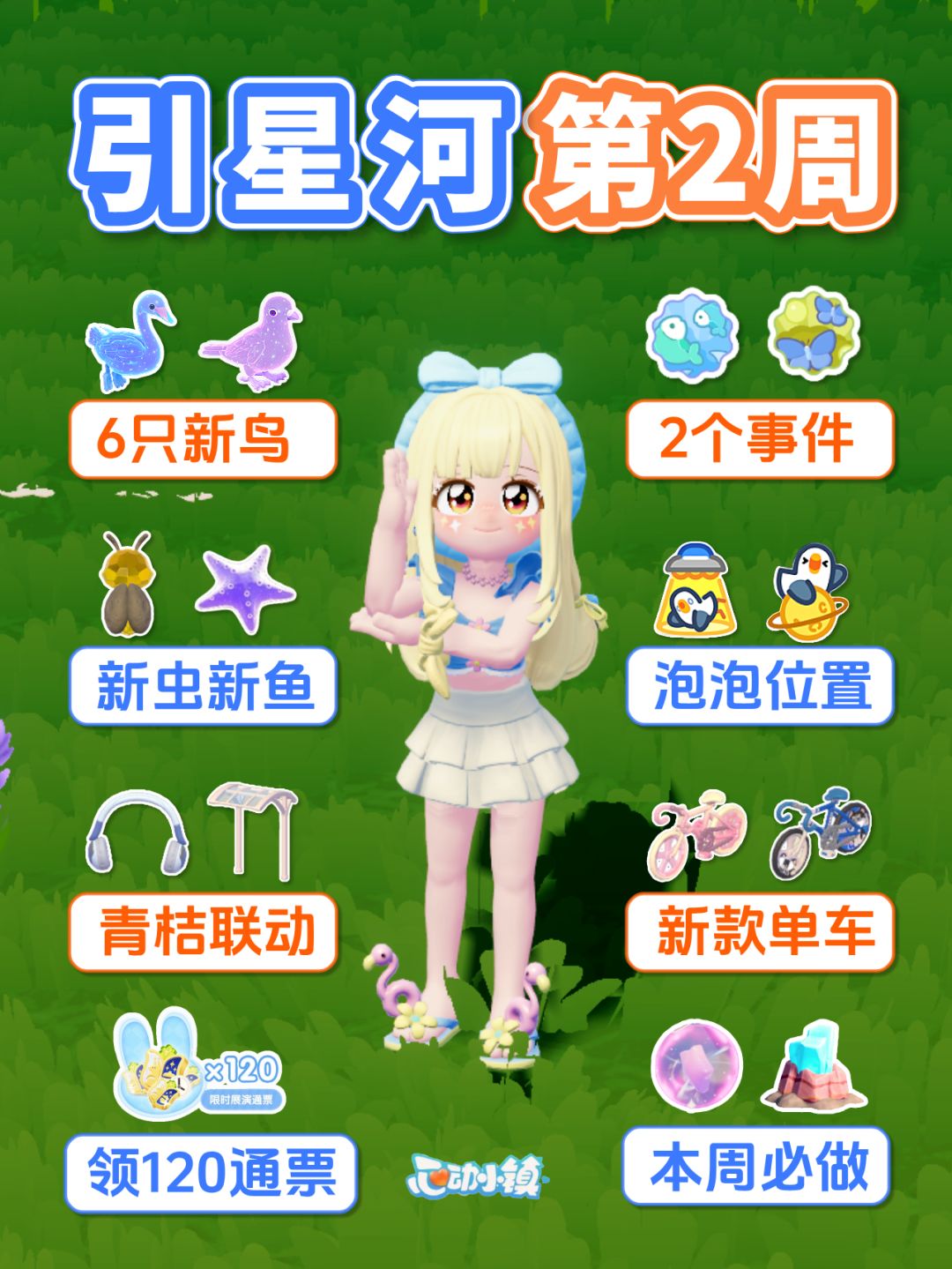 引星河第2周 鸟虫鱼事件 单车联动 120通票 泡泡位置截图