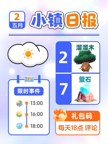 5月2日小镇日报溜溜木萤石 兑换码 每日更